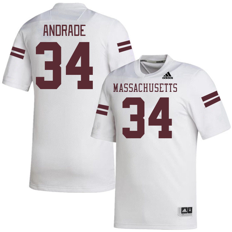 Massachusetts Minutemen #34 Payton Andrade College Football Jerseys Stitched-White